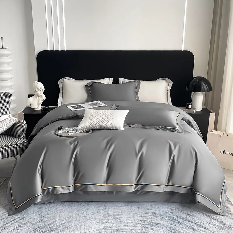 Hotel Textile Luxury Soft Pillow Case Comforter Cover Bedding Set Cotton 4 Piece 100% Cotton Bed Set