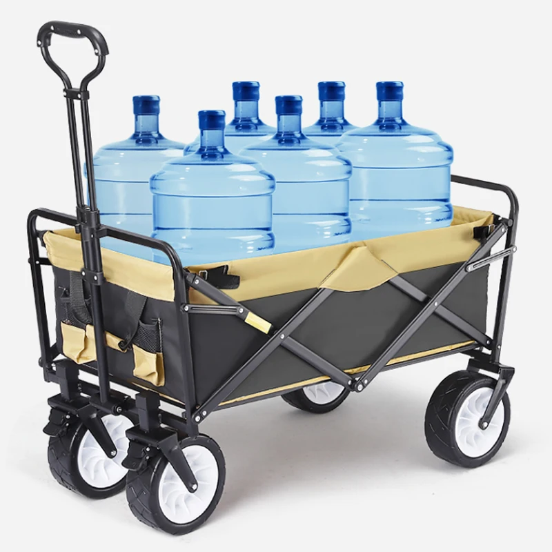 Outdoor Picnic Beach Camping Wagon Camping Cart Trolley Garden Trail Foldable Collapsible Folding Utility Cart Wagon