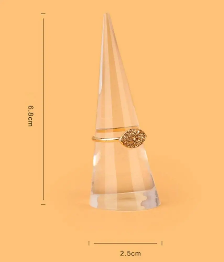 Plexiglass Solid Cone Shape Ring Holder Jewelry  Display Stand