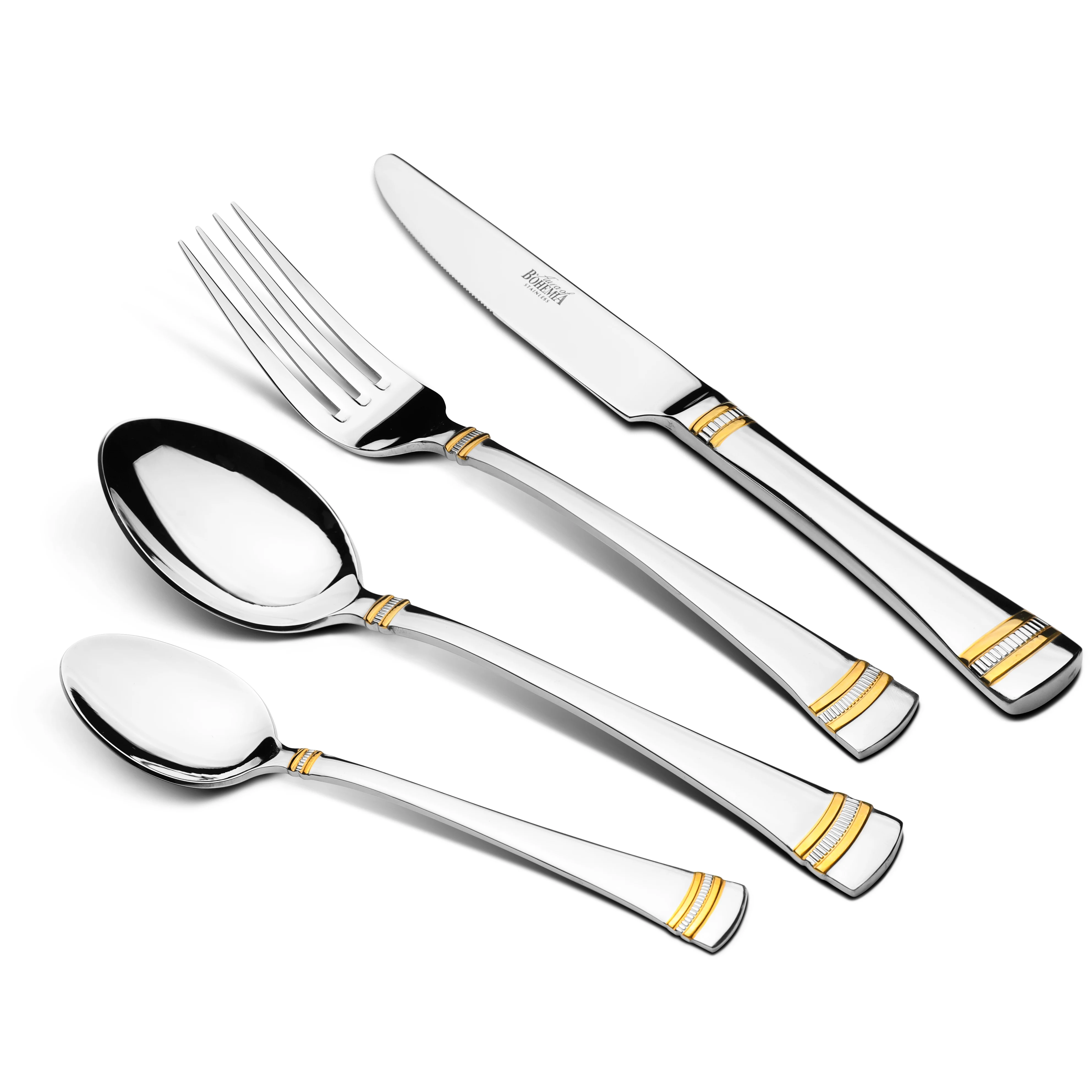 24pcs stainless steel 18/10 gold cutlery set in nice gift box with spoon and fork read to ship