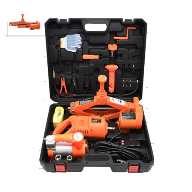 Emergency repair tool with 12V electric jack and wrench
