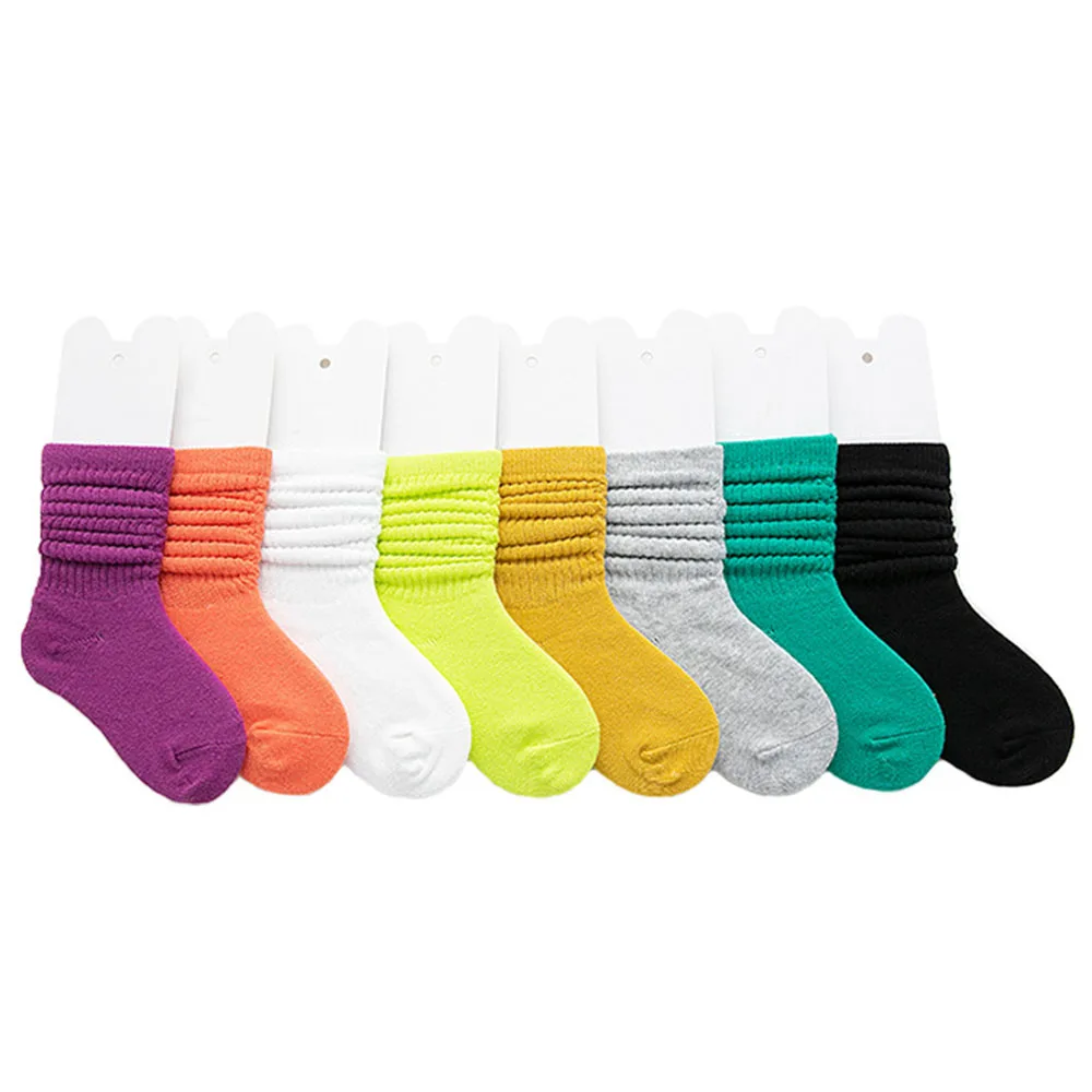 Оптовая продажа, детские носки из чесаного хлопка карамельного цвета, длинные носки для девочек