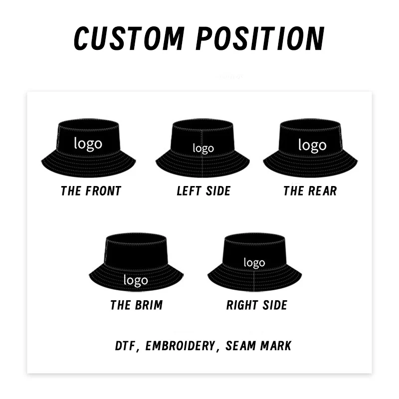 High quality polyester and cotton Solid color Fisherman hat custom embroidery DTG&DTF Design bucket hat custom Adult bucket hat