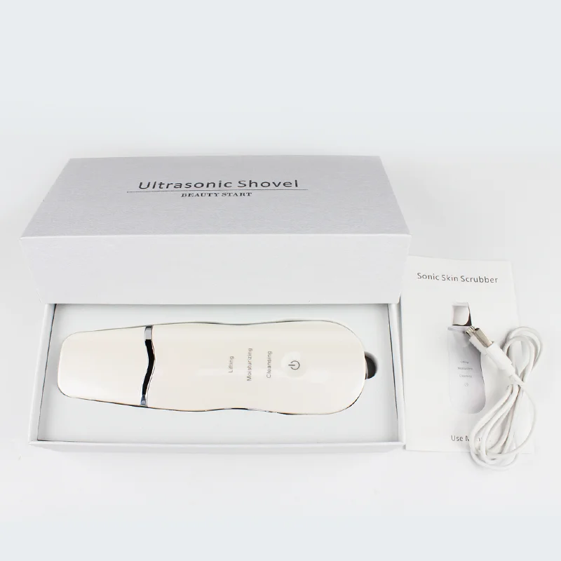 Portable facial ems blackhead acne extractor skin cleaner scrubber peeling ultrasonic spatula