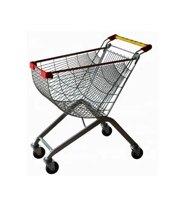 Metal Line Surface Supermarket Shopping Trolley Cart With Baby Seat With Customized logo