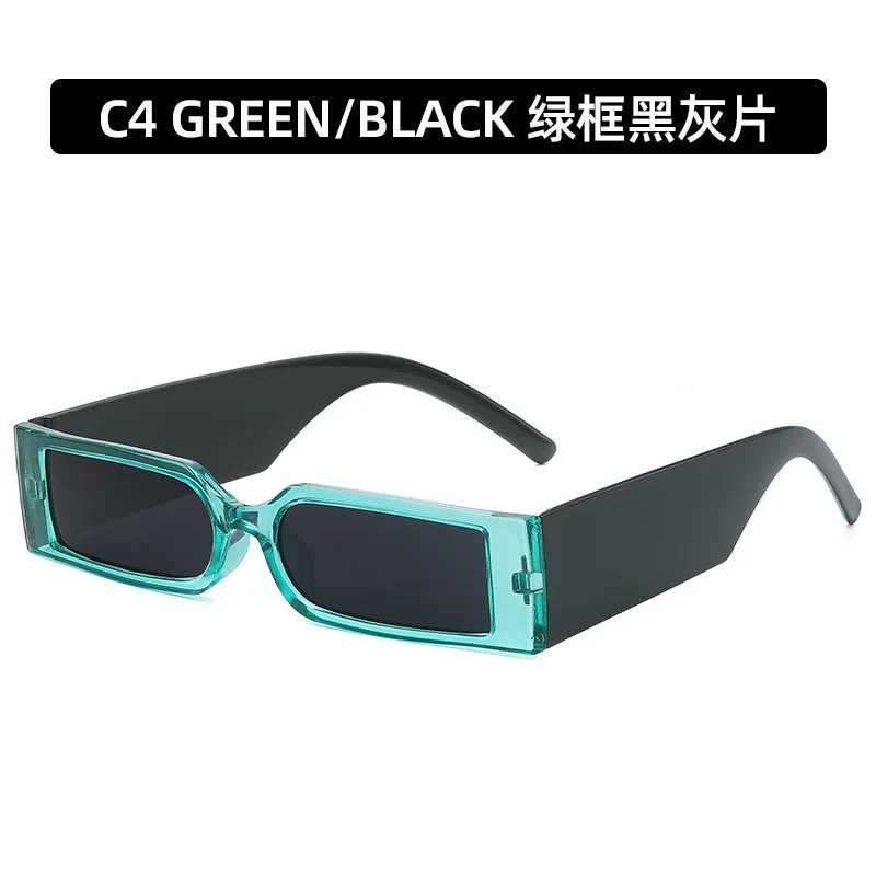 Sunglasses 2024 Fashion Rectangle Small Square Custom Shades Wide Temple INS New Outdoor Unisex Sun Glasses PC Material