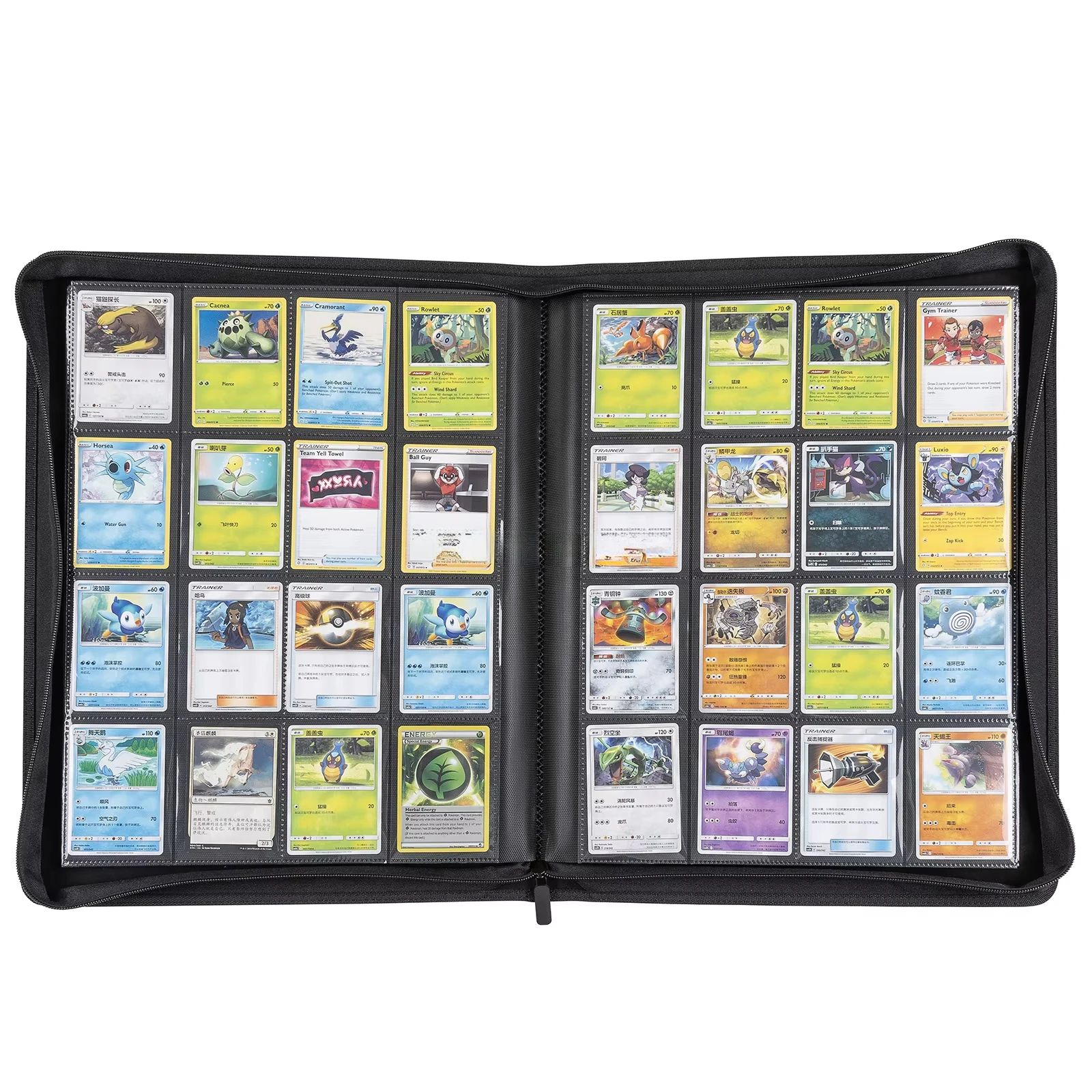 16 Pocket PU Leather Zip Binder Customized Logo Premium Waterproof Protective Folder Album Collectibles Trading Card Game