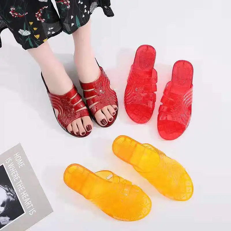 
ladies crystal PVC jelly slide sandals women slippers 