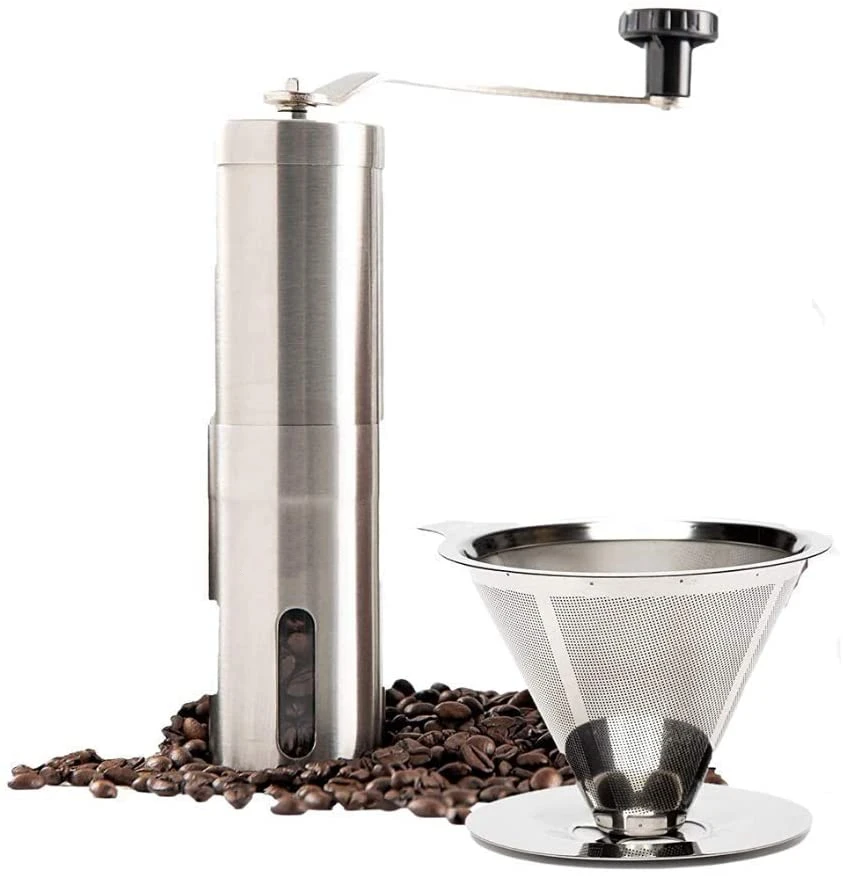Stainless Steel Personal Bean Crusher for Home Conical Burr Mill with Adjustable Coarseness Screw
