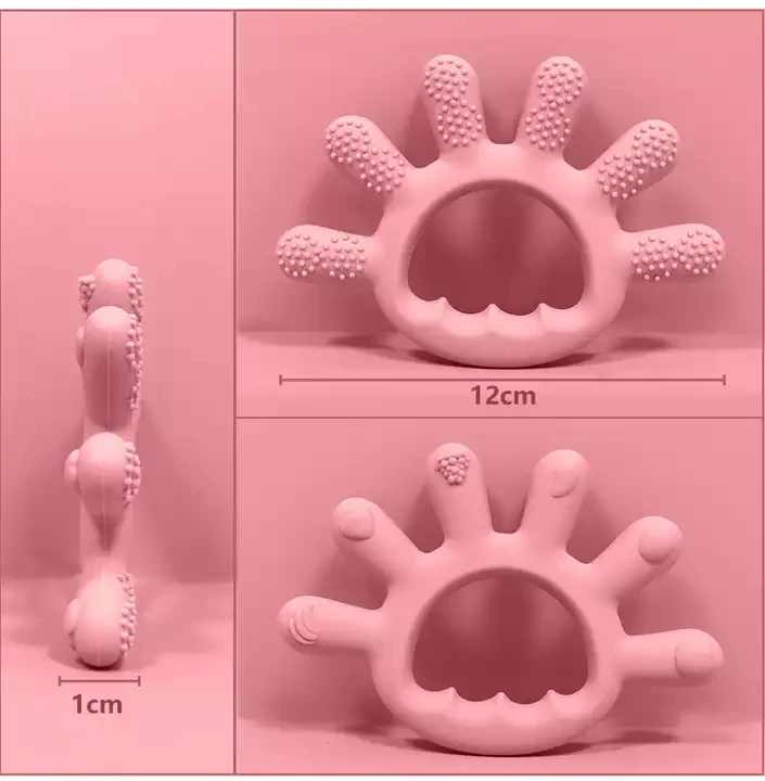 Easy Hold Hands Shape Silicone Baby Teethers Intelligence Cute Teething Toys Finger Pattern Soothing Teether for Infant Toy