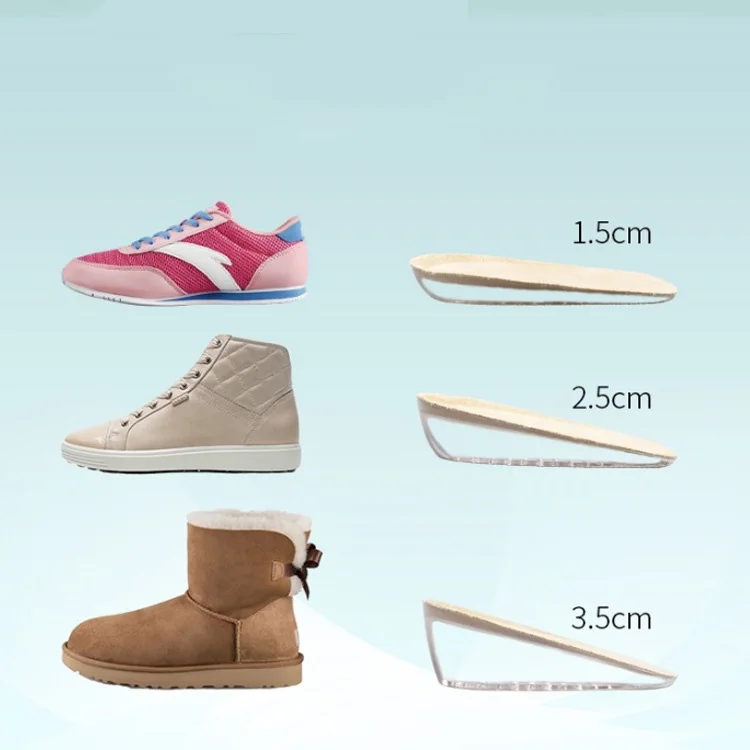 Wholesale custom logo invisible height increase gel insoles silicone hight increase shoe insole pad