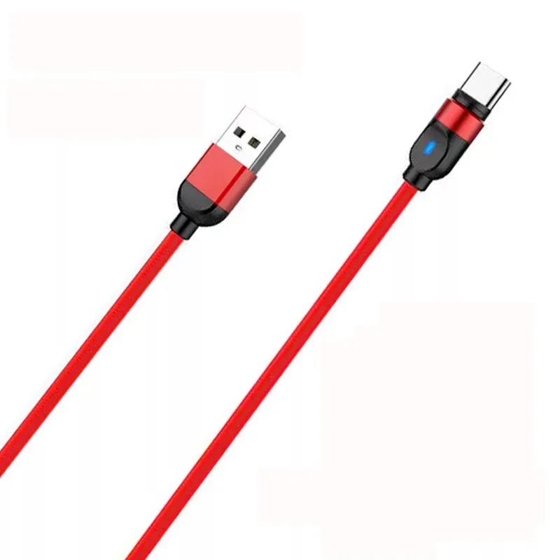 Vnew high quality Nylon braid 2.4A magnetic usb charging cable with LED indicator for Type C/8pin/Micro