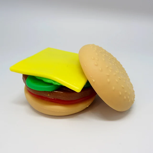 Wholesale Stress Relief Stretchy Custom Hamburger Food Squishy Toys With Sand Filled