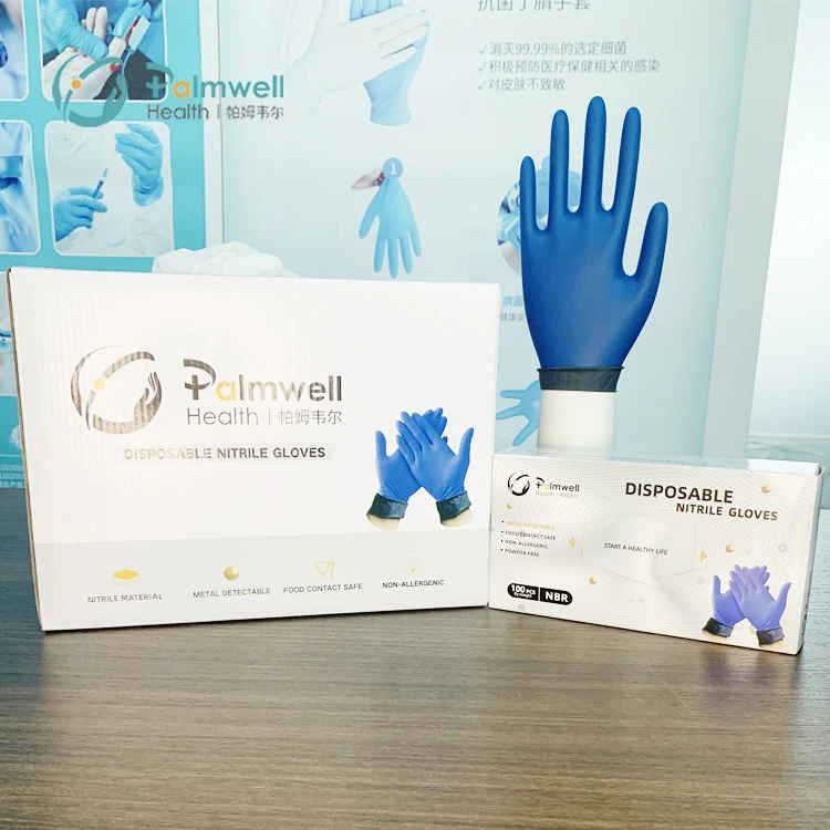nitrile gloves food blue pure nitrile glove metal detectable nitrile glove