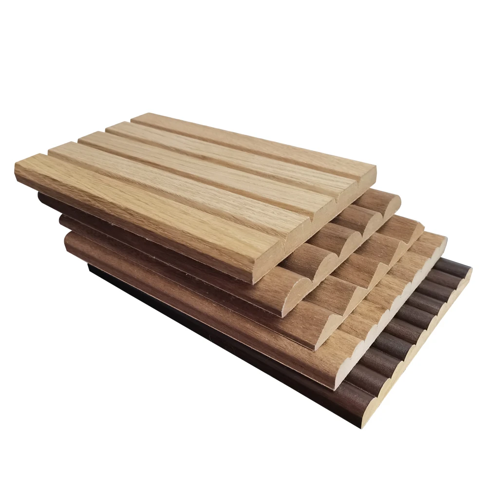 Veneered Surface 13mm Flexible Fluted MDF Wall Panel Back Kraft Paper Slats Meticulously Attached Interior Decoration Wall Panel