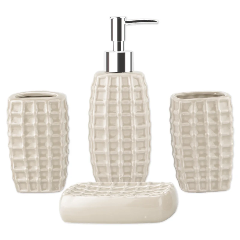 Wholesale Bathroom Vanity Accessory Multi-color Optional Ceramic 4 Pieces Bathroom Accessories Set
