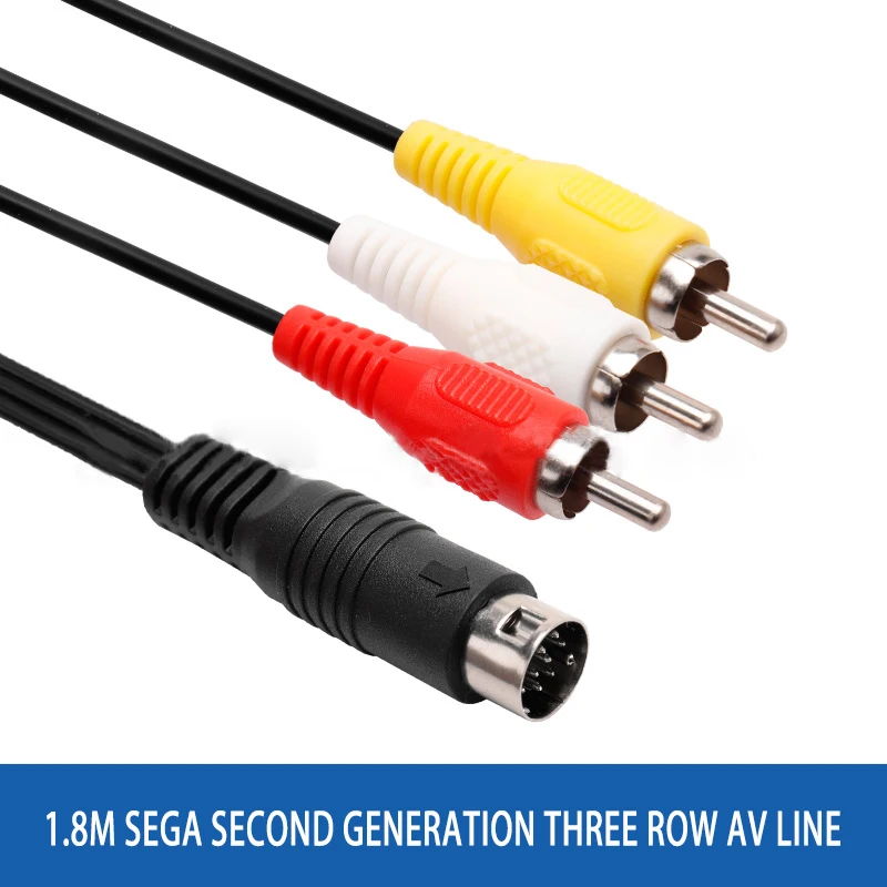 Hot Sale Durable 9Pin 1.8M 6ft Audio Video AV Cable For Sega Saturn AV RCA Connection Cord
