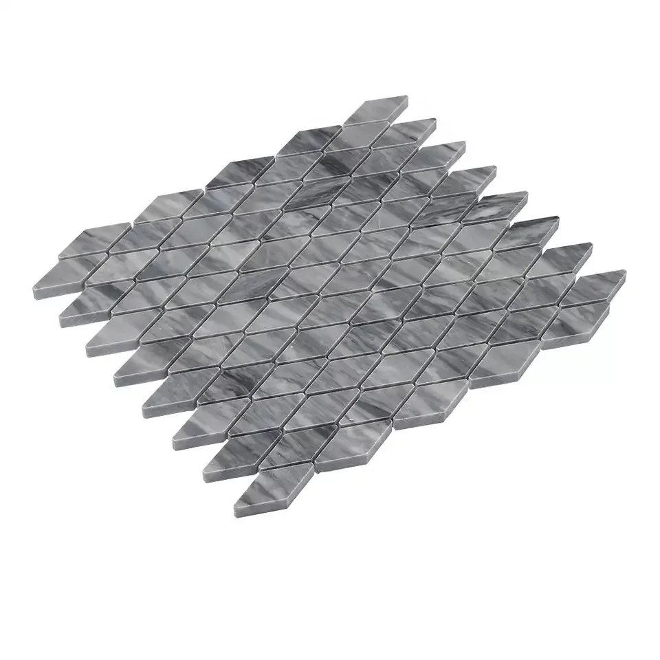 Diamond Shape Bardiglio Grey Marble Mosaic Tiles for Kitchen Backsplash Decoration