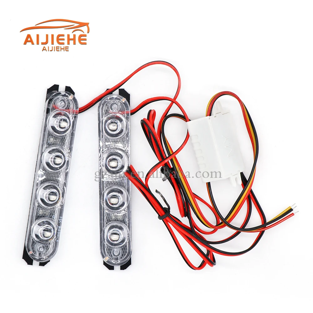 6LED Amber White Grill 12V Side Marker Strobe Light Bar Tow Beacon Warning Hazard Flash Truck Car Emergency LED Light