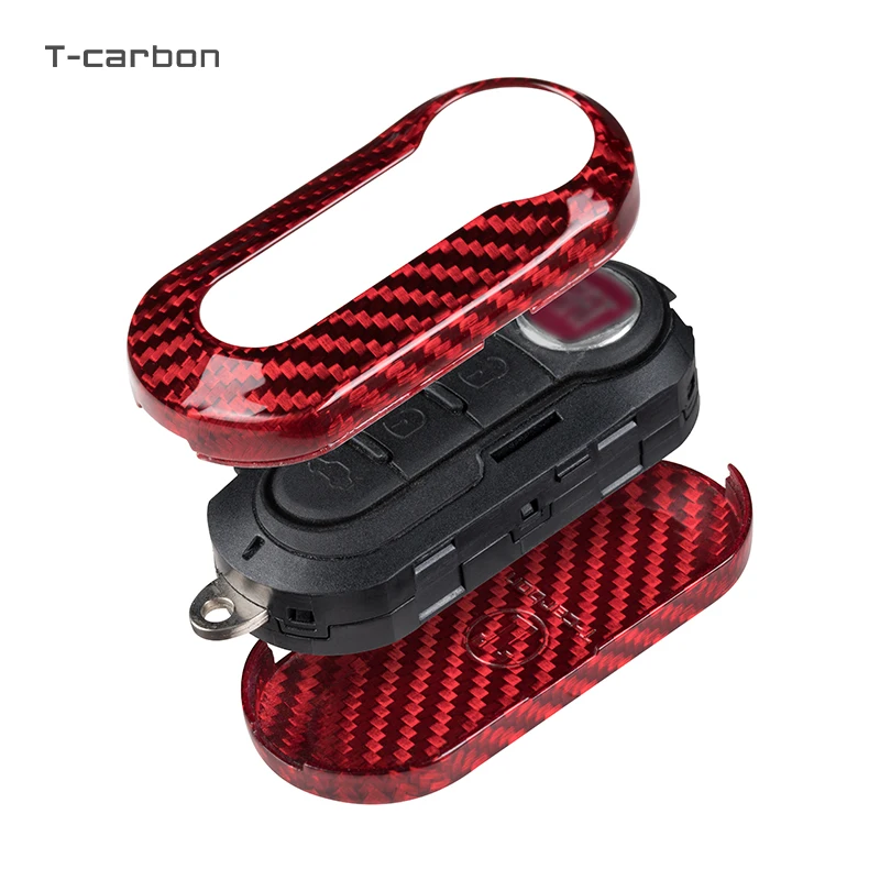 T-carbon Carbon Fiber Car Key Case For Fiat Folding Key Car Interior Accessories Key Case Cover Factory Sales