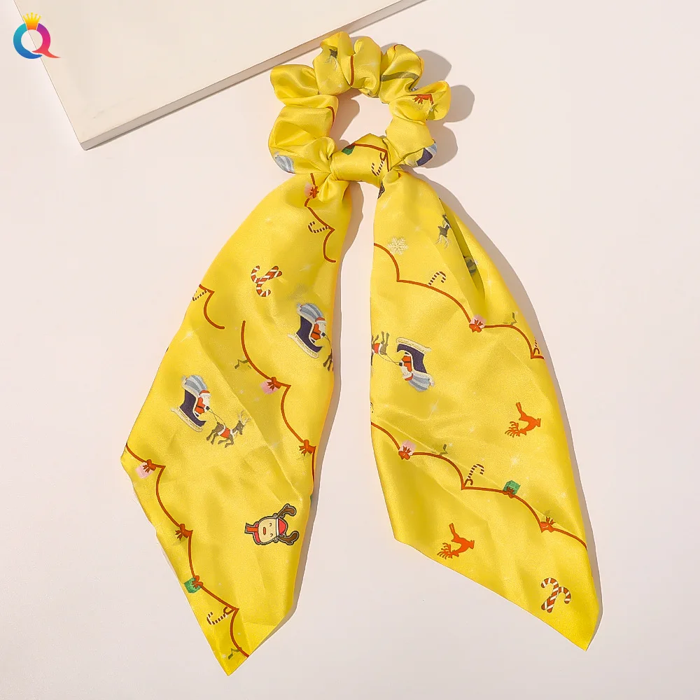 Customizable Elastic Hair Bands Large Intestine Snowflake Design New Christmas Tree Hair Ribbon Ring Fashionable Fabric Europe
