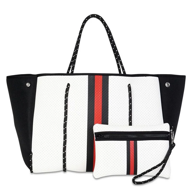 Модная большая женская сумка из неопрена с логотипом на заказ, летняя женская пляжная сумка-тоут