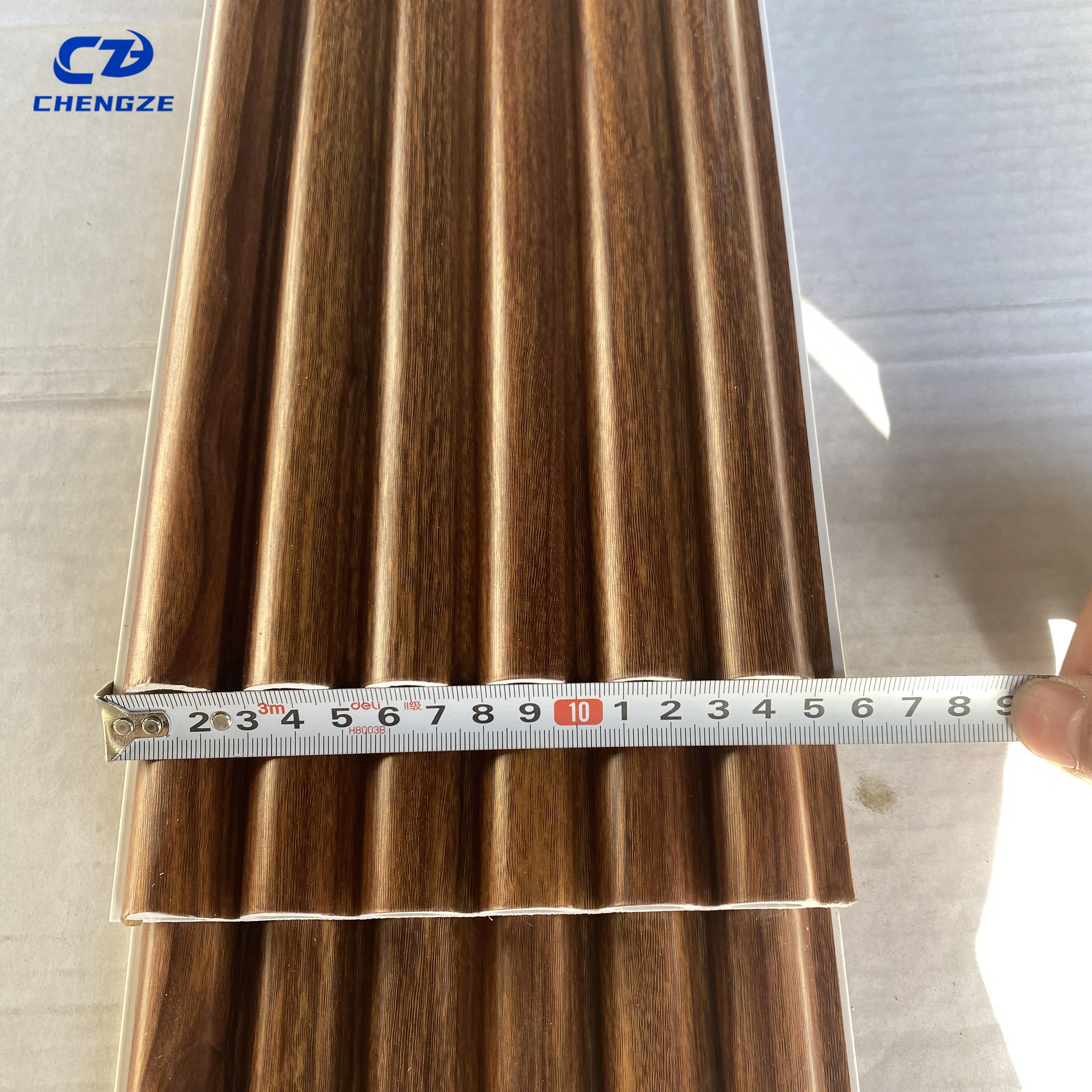 Chengze Indoor Wood Grain WPC Wall Panel Round Hole Fluted Cladding