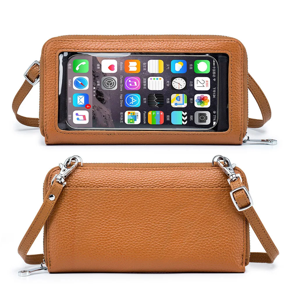 Hot Selling First Layer Genuine Leather Touch Screen Crossbody Bag Women Shoulder Bag