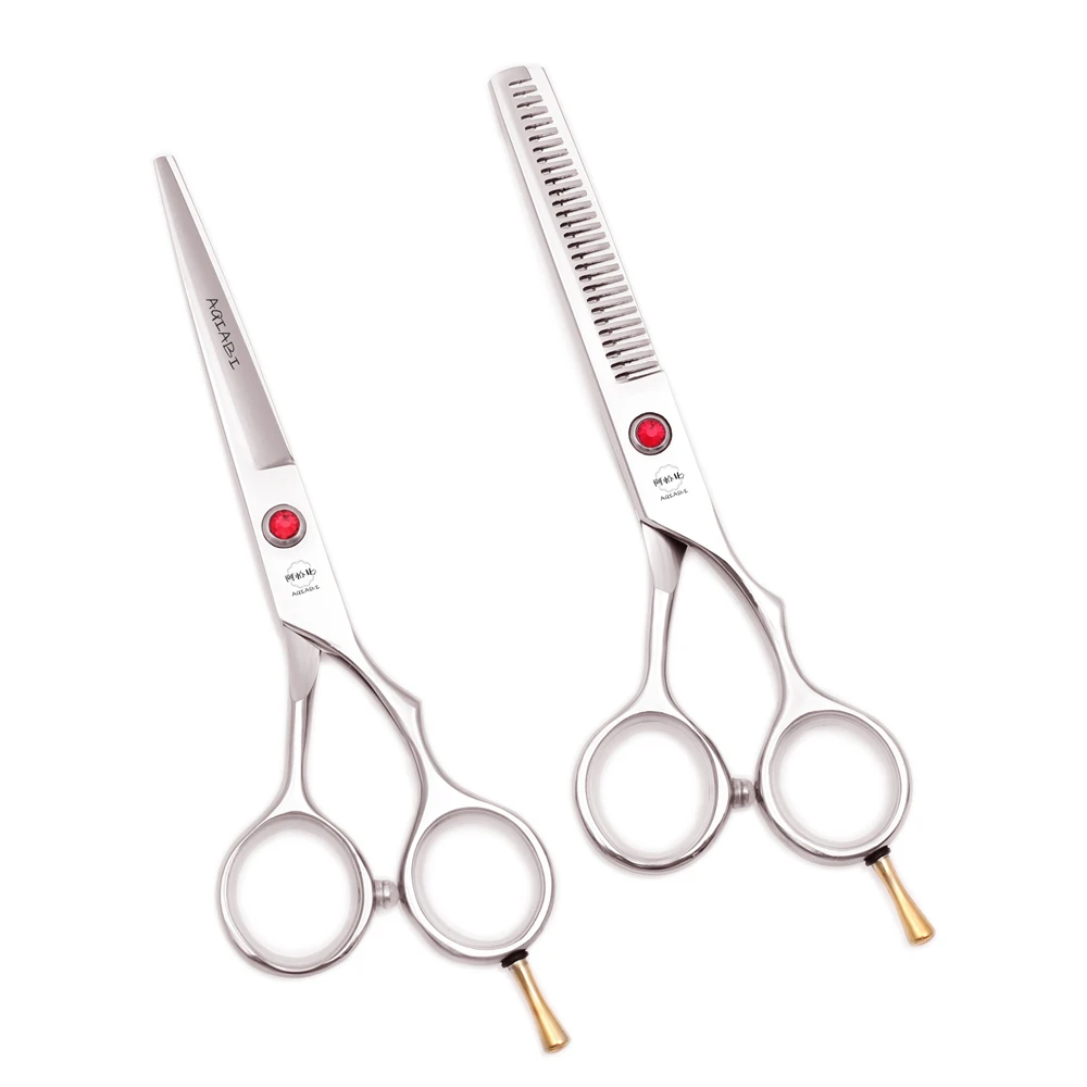 Professional Barber Scissors 5.5' JP Stainless Steel Cutting Scissors Hair Thinning Shears Hairdressing Scissors Silver A1013