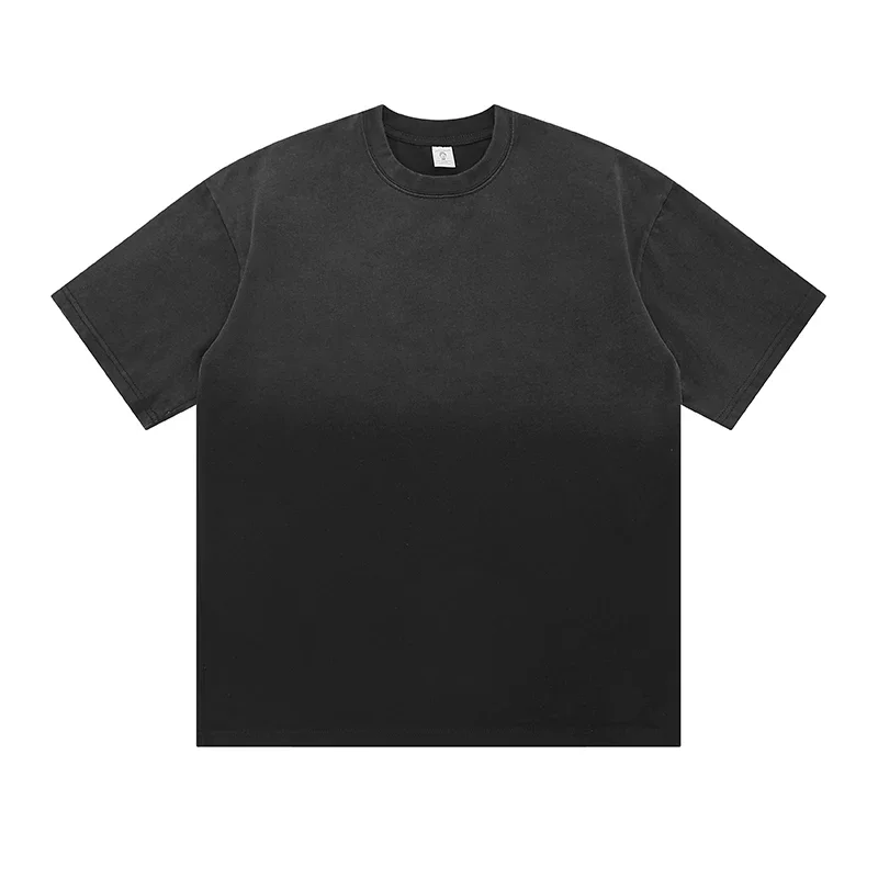 Индивидуальная градиентная винтажная хлопковая Однотонная футболка с круглым вырезом