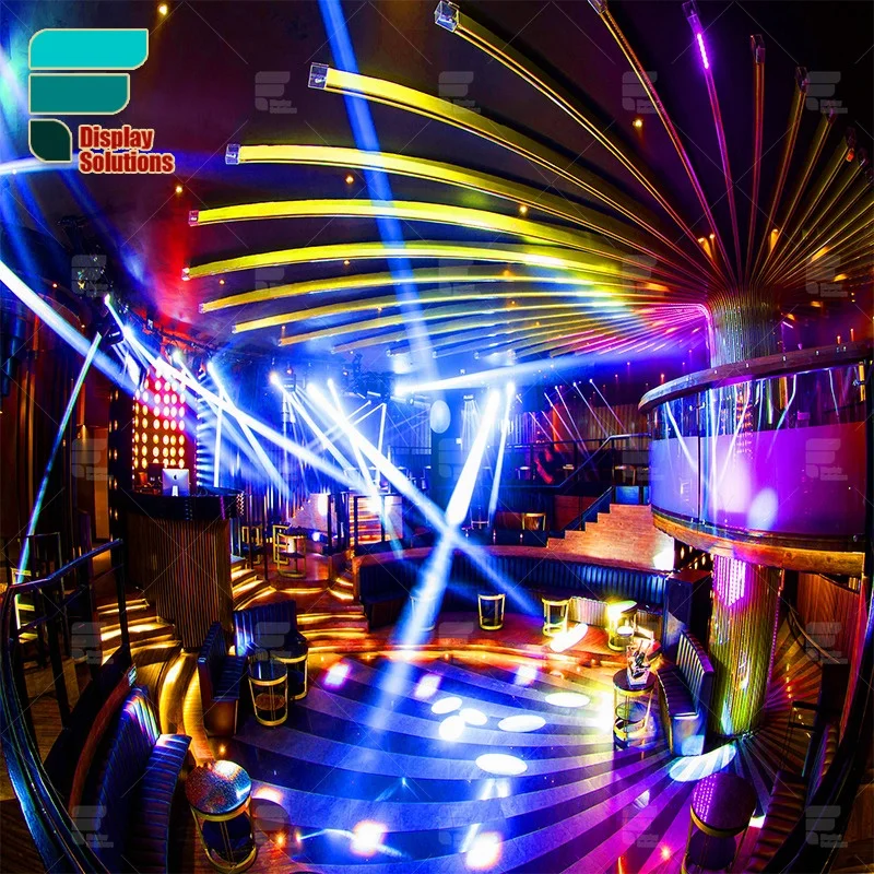 Modern And Young Night Club Furniture Led Night Club Bar Round Night Club Decorative Wall Panels U Shape Sofa And Tables