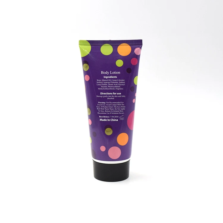 wholesale pet plastic tube with black cap purple plastic tube 30g 50g 100g for body lotion