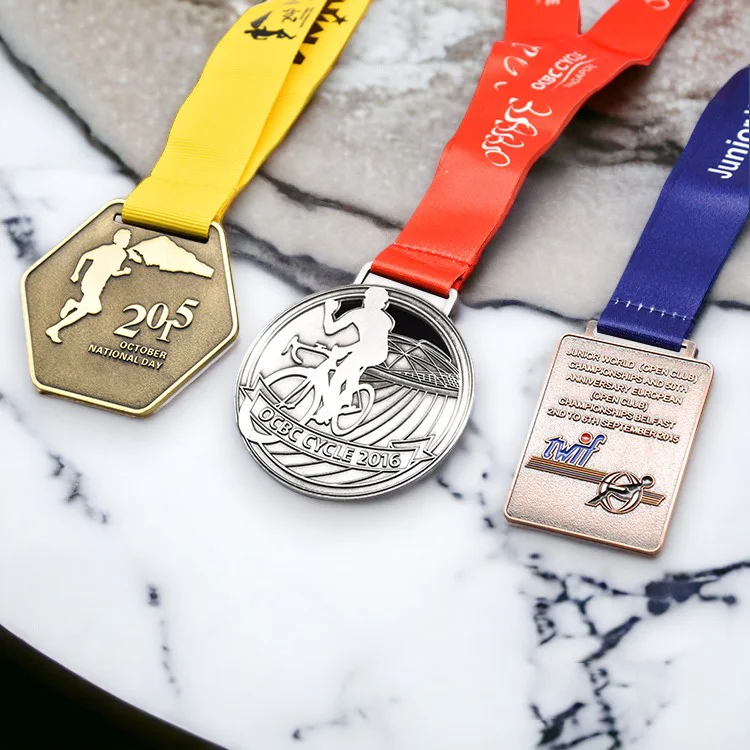 Custom Metal Logo Sports Running Marathon Medal For Souvenir 3D Gold Silver Bronze Zinc Alloy Metal Medal