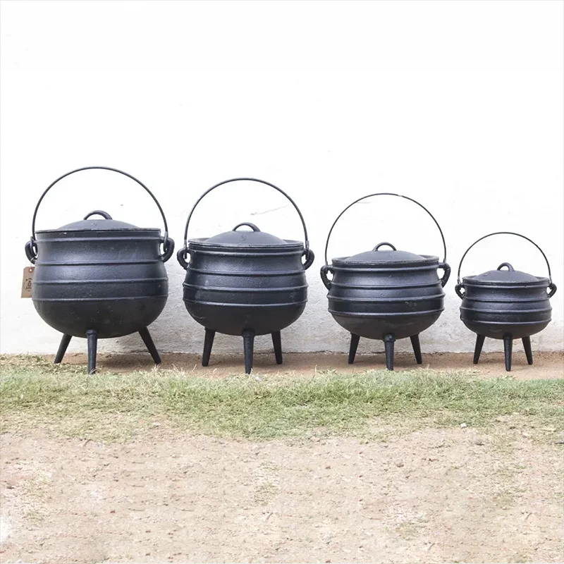 High Quality Pre-seasoned South Africa Three Legged Cast Iron Potjie Pot For Camping Cooking