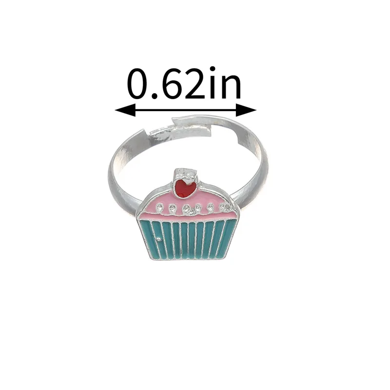 
Cute and exquisite alloy cake bracelet ice cream necklace children ring set 