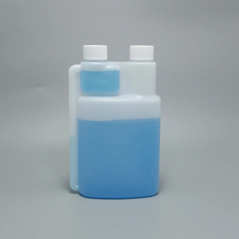 600ml Hdpe Dosing Measuring Double Chamber Plastic Bettix Twin Neck Bottle With Two Screw Cap