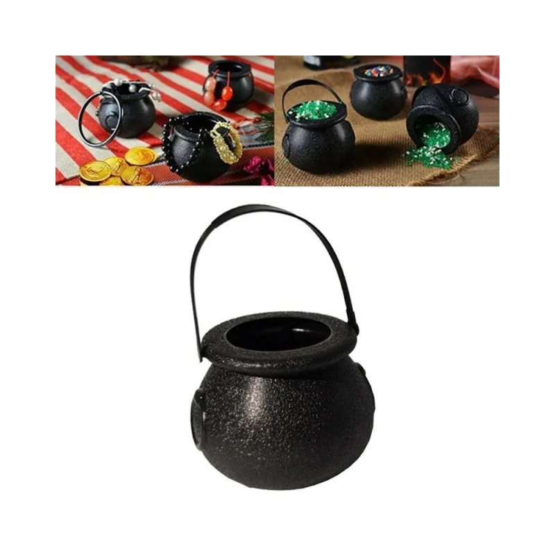 14cm Halloween Party Supplies Black Plastic Cauldrons kettles Halloween Large plastic witch cauldron