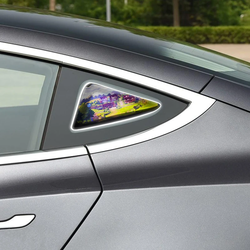 Road Top Night Light Ornaments Lamp Car Triangle Window Ornament Decoration Gift for Tesla Model 3 (All model Years)