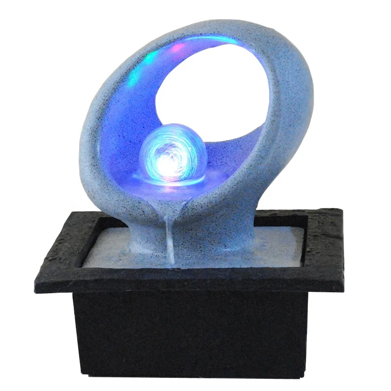 color changing crystal ball abstract sculpture water fountain indoor