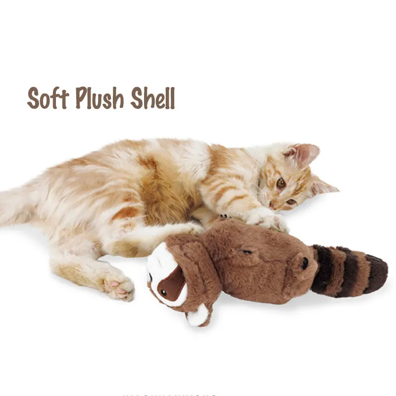 Soft Faux Rabbit Fur Built-in Electric Movement Custom Plush Toy Interactive Wagging Tail Rechargeable Pet Chew Toys