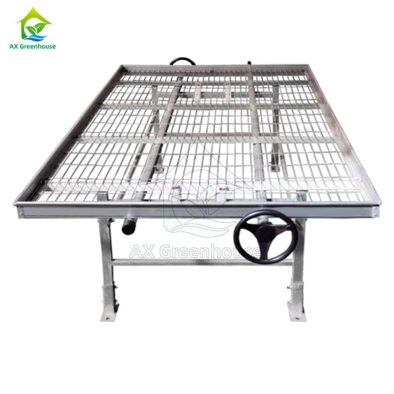 Nursery Movable Hemp Vegetable Plant Mesh Growing Table Rolling Bench Seedbed For Greenhouse