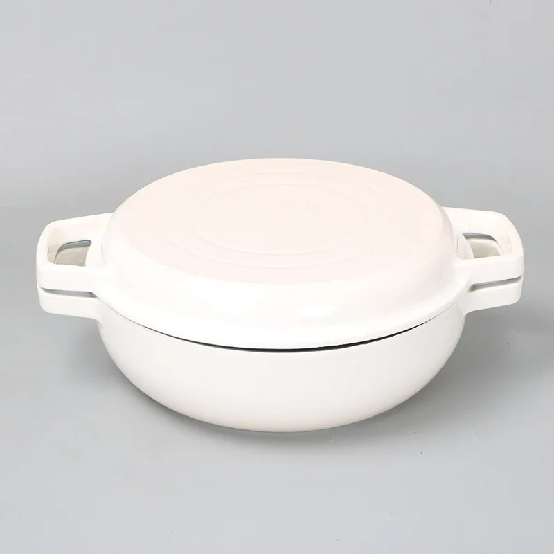 Preseasoned 26CM Camping 2 in 1 Casserole Pot Cookware Cast Iron Double Use Dutch Oven With Dual Handles And Lid