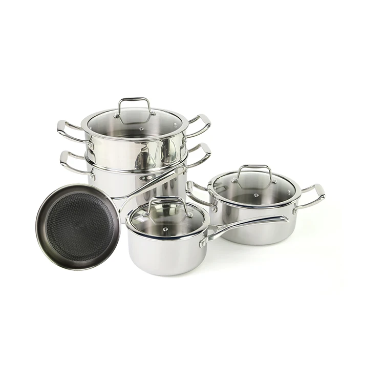 Axa-304 Stainless Steel Pot Set Wok Combination Pot Set Thickened Three Layers Cookware Pans Frying Set Pots And Pans