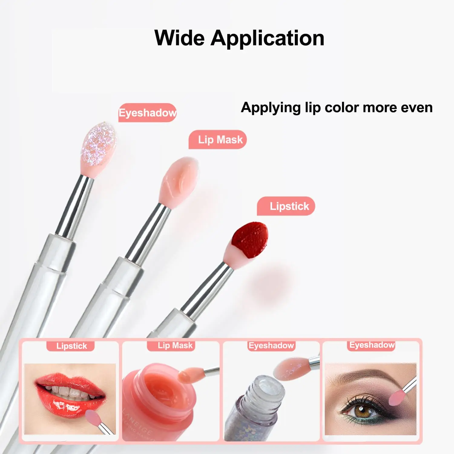 Portable Silicone Lip Brush With Cover Soft Lip Balm Applicator Lipstick Lip gloss Makeup Brushes
