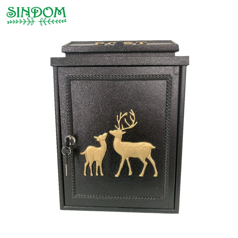 Outdoor Deer Design Metal Mailbox Wall Mounted Post Letter Box