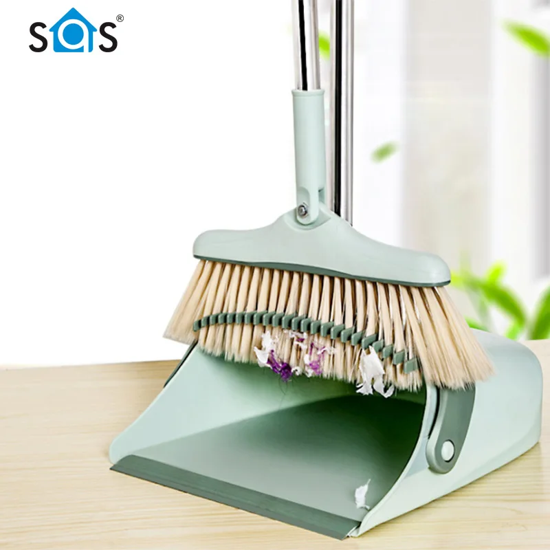 Plastic broom dustpan sets household non stick hair sweeping the floor garbage shovel plastic durable broom holder