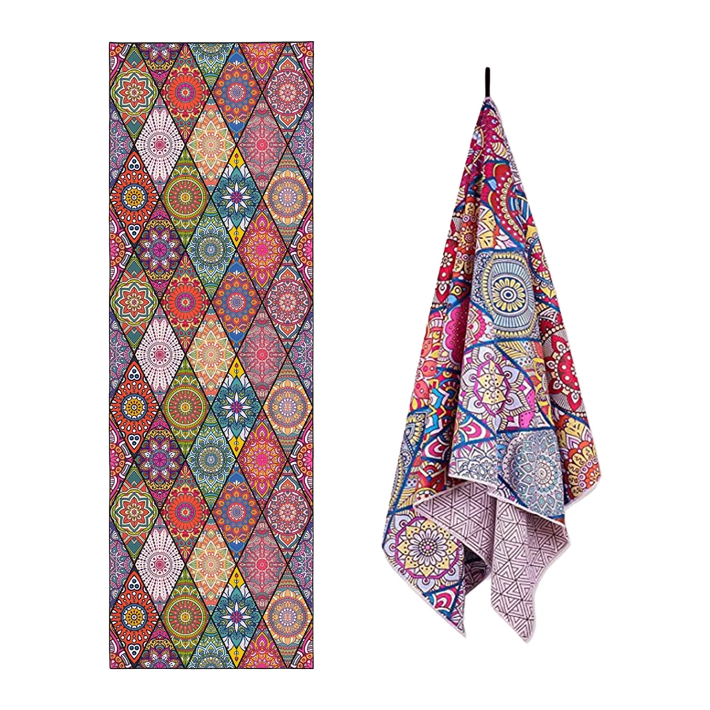 Custom Sublimation Printed Non Slip Microfiber boho reusable Yoga Towel