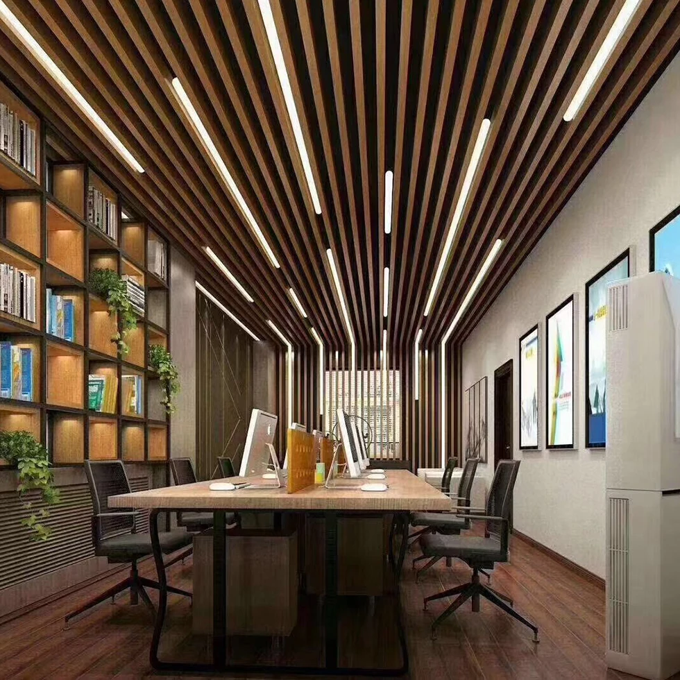 Factory Price Ceiling Tiles Interior Decorative False Ceiling WPC Hollow Moistureproof interior WPC Roof Ceiling Design