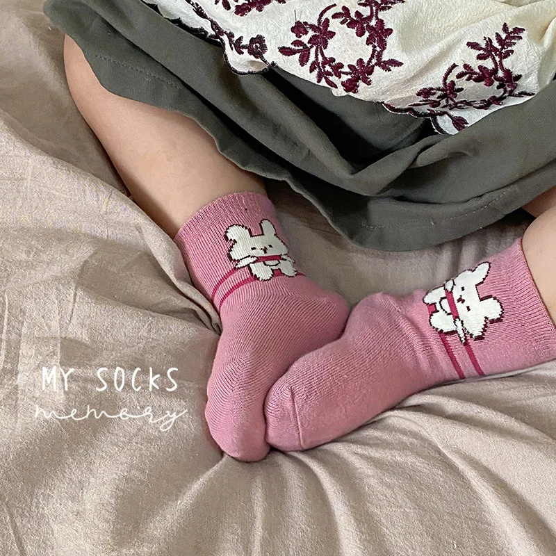 Носки с рисунком дракона кролика Мультяшные носки хлопковые оборками для маленьких девочек