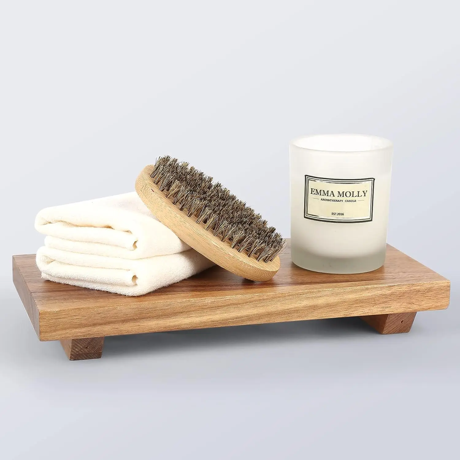 Wooden Pedestal Stand Riser Tray Soap Dish and Plant Holder for Kitchen and Bathroom Sink